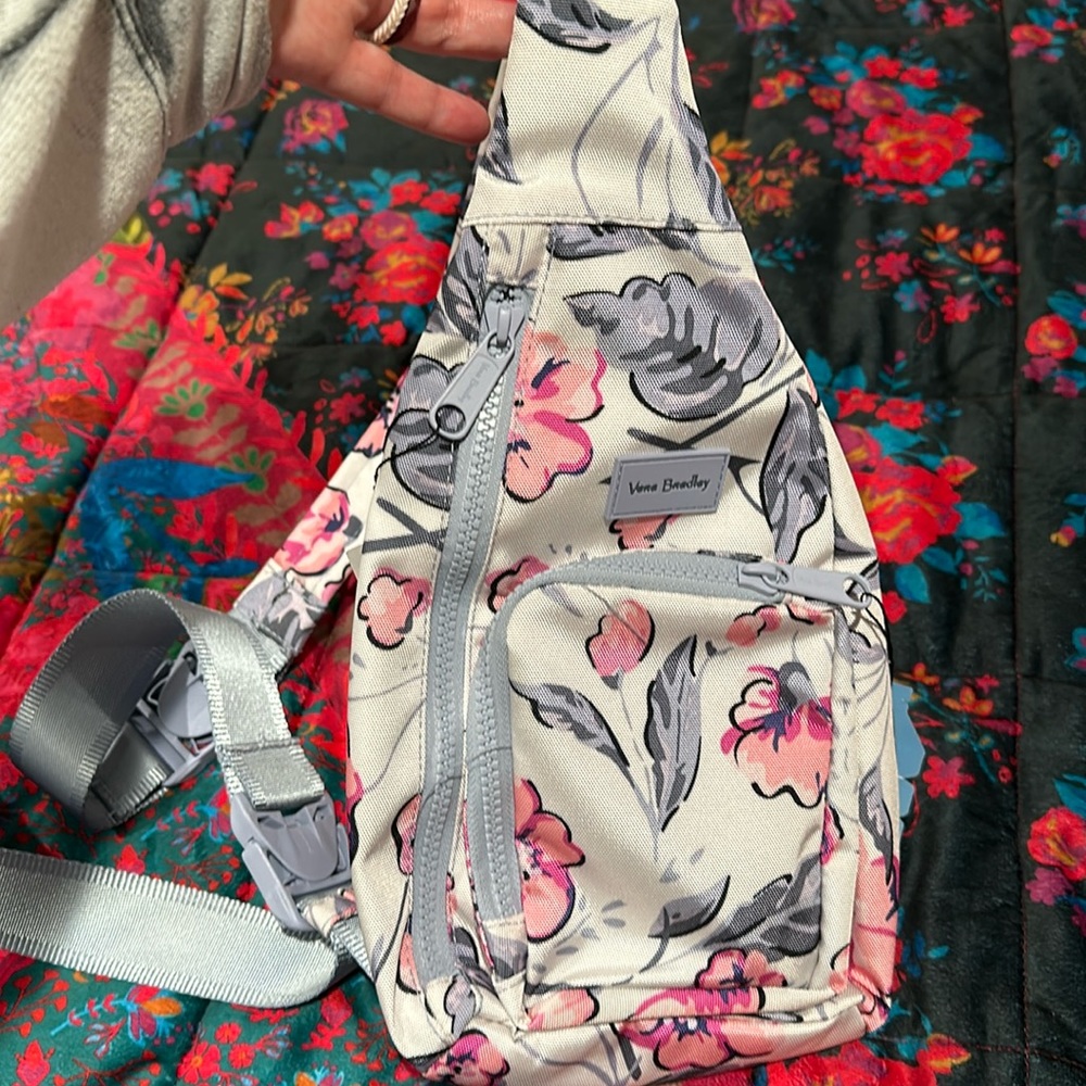 Vera Bradley ReActive Mini Sling Backpack- hummingbird blooms